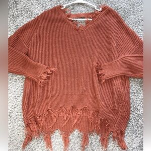 Rue 21 Burnt Orange sweater with tassels